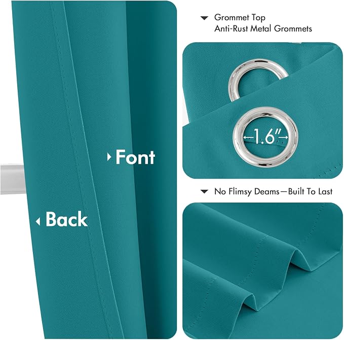 MIULEE Blackout Curtains for Bedroom 2 Panels 40 x 63 Inch Long Teal | Thermal - Image 4