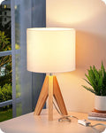 EDISHINE Small Cute Table Lamp, Wood Tripod Nightstand Lamp, 14.2 Inch | ON/Off by EDISHINE