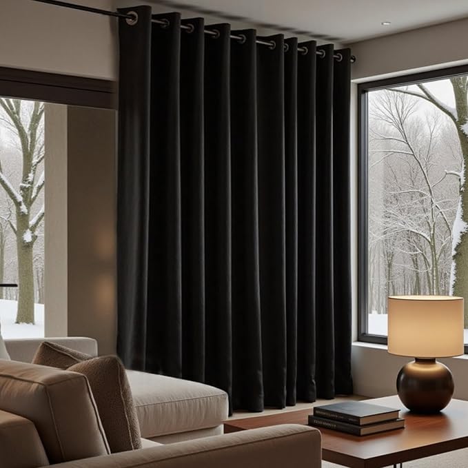 KOUFALL Extra Wide Curtains Black Out 72 x 96 Inch Long 2 Panels Set, 8FT Floor by KOUFALL