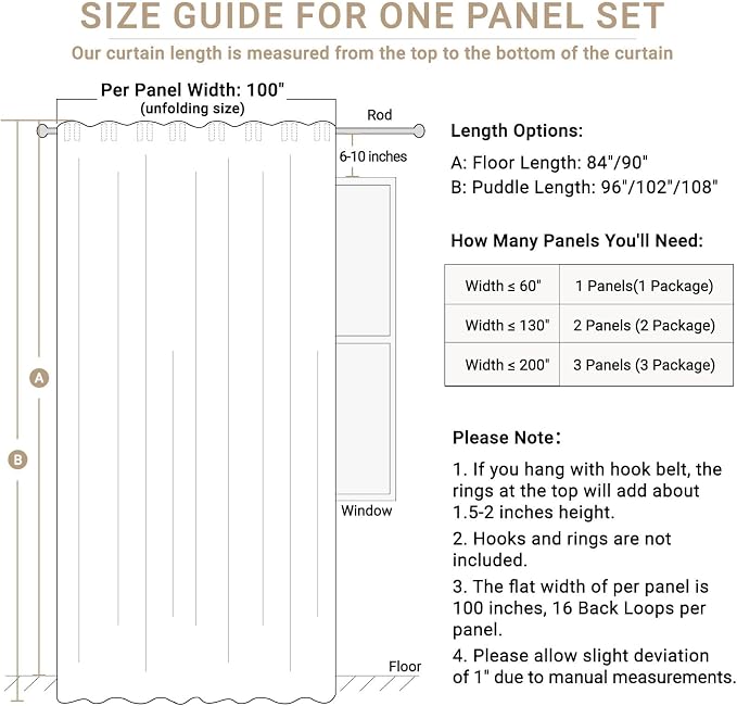Faux Linen Total Blackout Sliding Door Curtains 96 Inches Long, Plaza Taupe | - Image 7