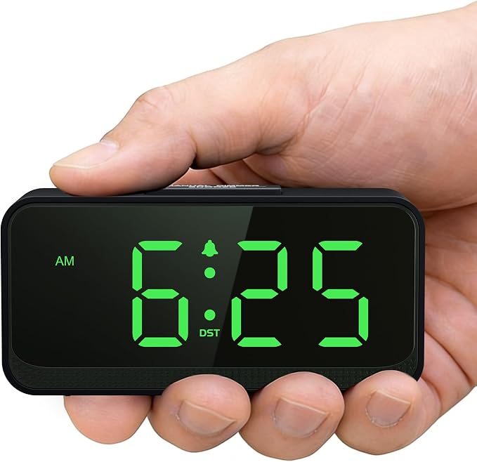Battery Operated Small Alarm Clock: Compact Cordless Design | Digital Large by SruBambi