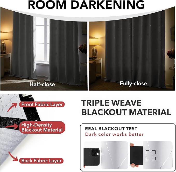 Deconovo Curtains for Living Room, Pattern Blackout Curtains 96 Inches Long | - Image 6