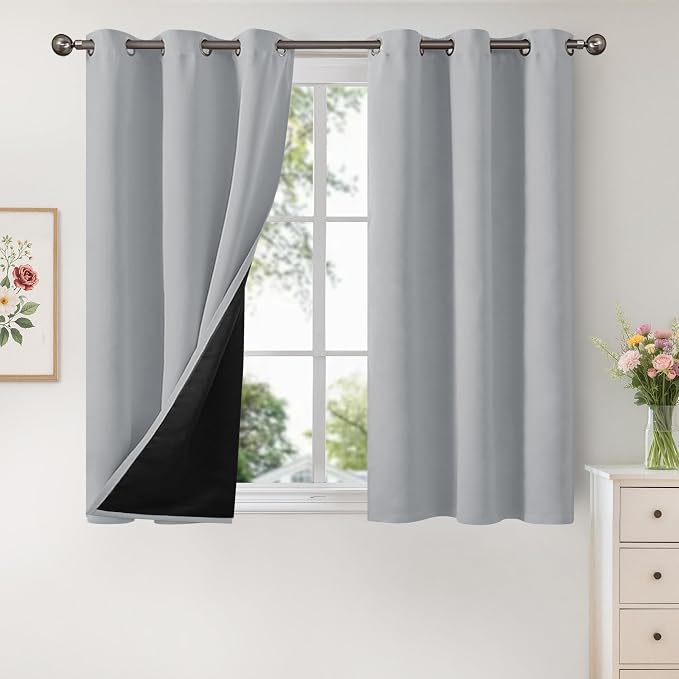 YoungsTex 100% Blackout Curtains 48 Inch Length, Thermal Insulated Drapes by YoungsTex