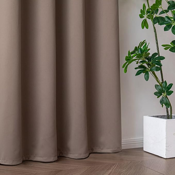 IGEMAEVE Blackout Curtains for Bedroom Rod Pocket Khaki 52" W x 96" L | Living - Image 7