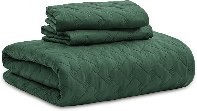 Bedsure Twin Size Quilt, Lightweight Comforter Set, Dark Green Bedspread | - Image 9