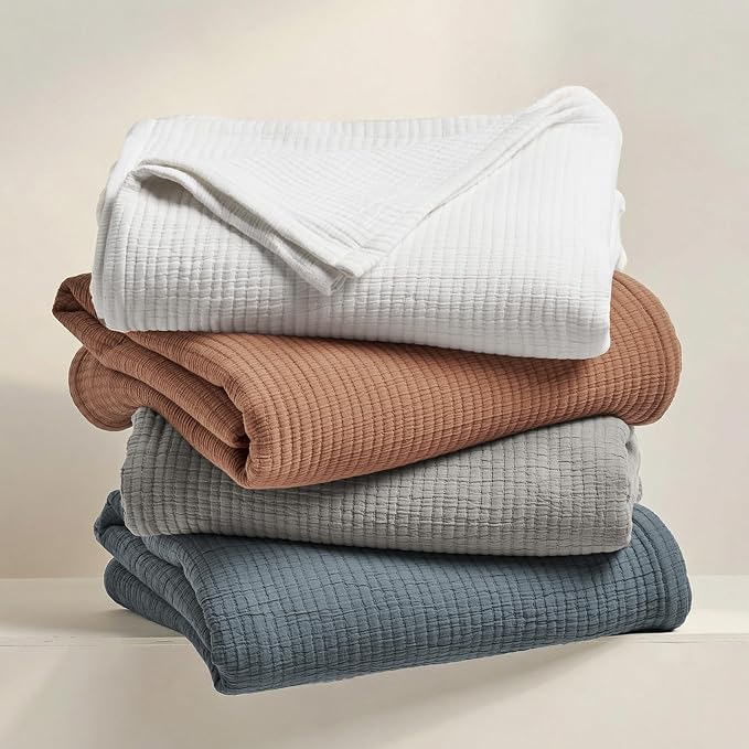EVERGRACEHOME Cotton Gauze Matelassé Coverlet, King Size, Fog Gray | Ultra Soft - Image 6