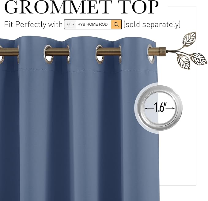 RYB HOME Extra Wide Curtain for Room Divider Blackout Privacy Partitions | - Image 2