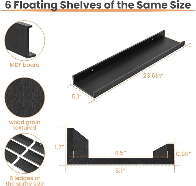 upsimples Floating Shelves for Wall Decor and Storage, Nursery Room, Coffee Bar - Image 3