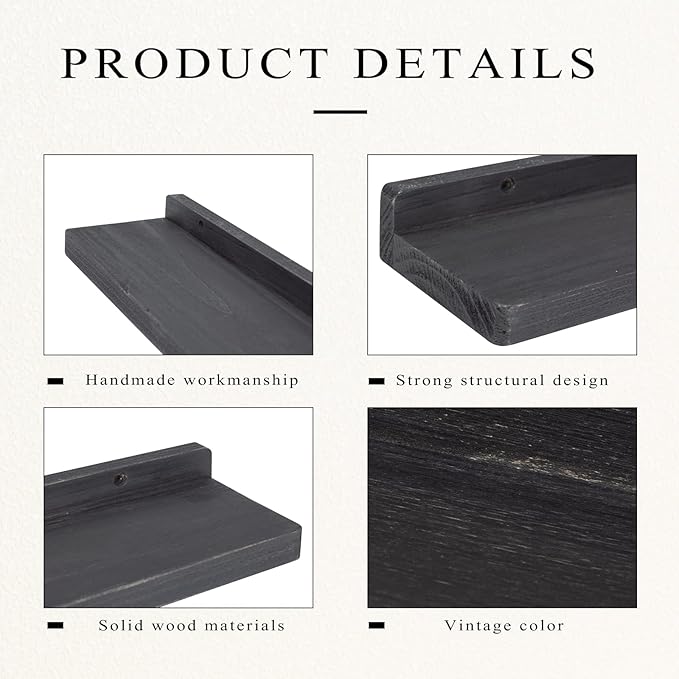 Freezing point Floating Shelf for Wall Set of 2 Natural Wood 23Inch Wall - Image 4