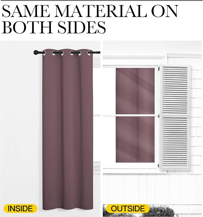 NICETOWN Window Curtain Panels, Dry Rose, 1 Pair, 34 by 54-inch, Thermal - Image 6