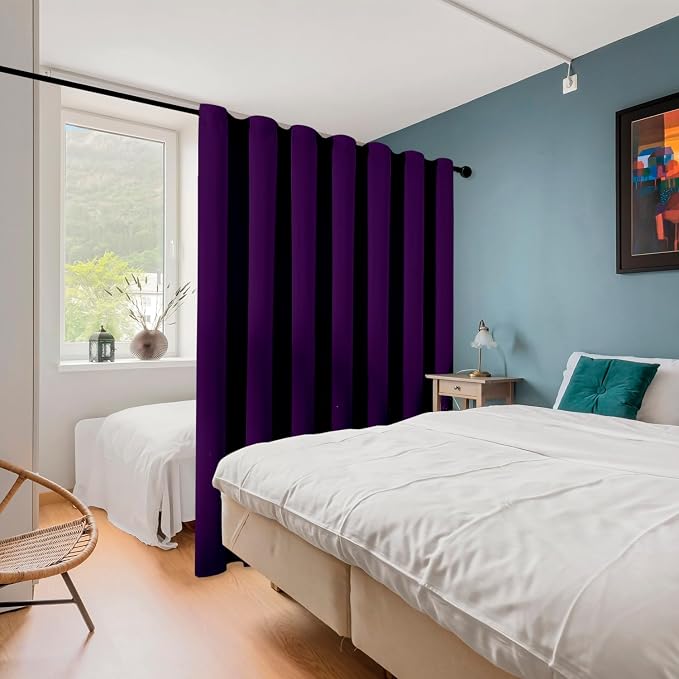 ChrisDowa Room Divider Curtain 108 Inch Long Sliding Door Curtains, 1 Panel | - Image 2