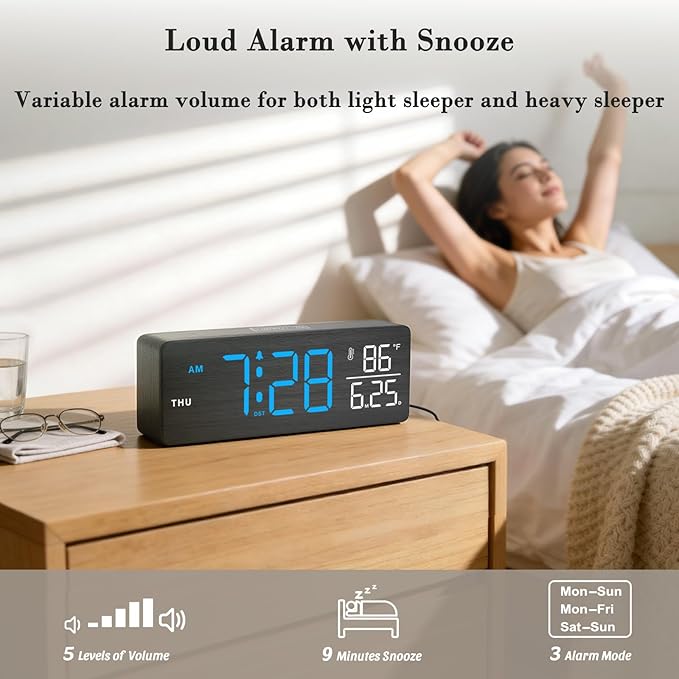 DreamSky Wooden Digital Alarm Clock - Image 3