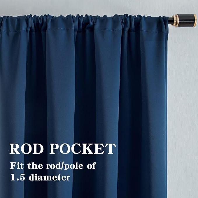 IGEMAEVE Blackout Curtains for Bedroom Grommet Navy Blue Custom | Bedroom | - Image 2