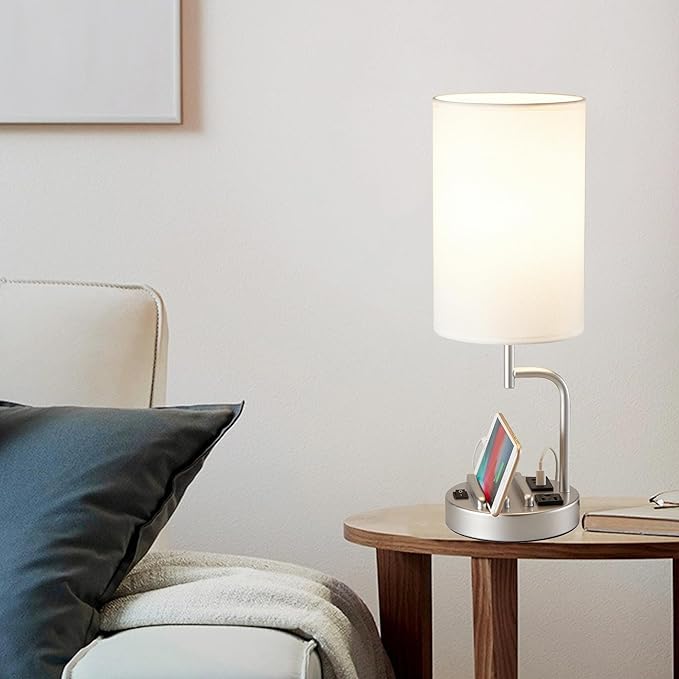 Dreamholder Table Lamp with 3 USB Charging Ports, Modern Desk Lamp with AC - Image 6