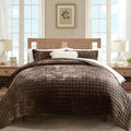 RECYCO Velvet Quilt Set, Oversized California King 118"x106", Walnut Brown | by RECYCOHOMECOLLECTION