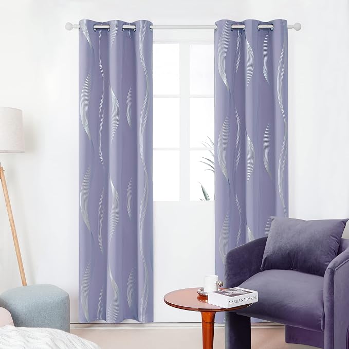 Deconovo Curtains for Living Room, Pattern Blackout Curtains 95 Inches Long | - Image 2