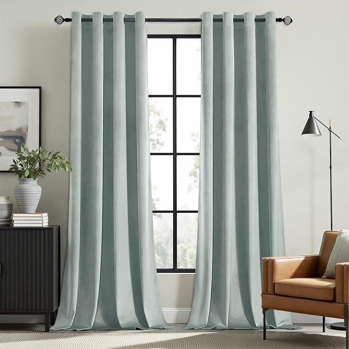 MIULEE Velvet Curtains Misty Blue 52 x 108 Inch Length Set of 2 | Extra Long by MIULEE