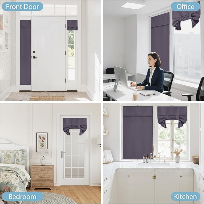 RYB HOME Blackout French Door Curtain, No Drill, W26 x L69, 1 Panel | Self - Image 9