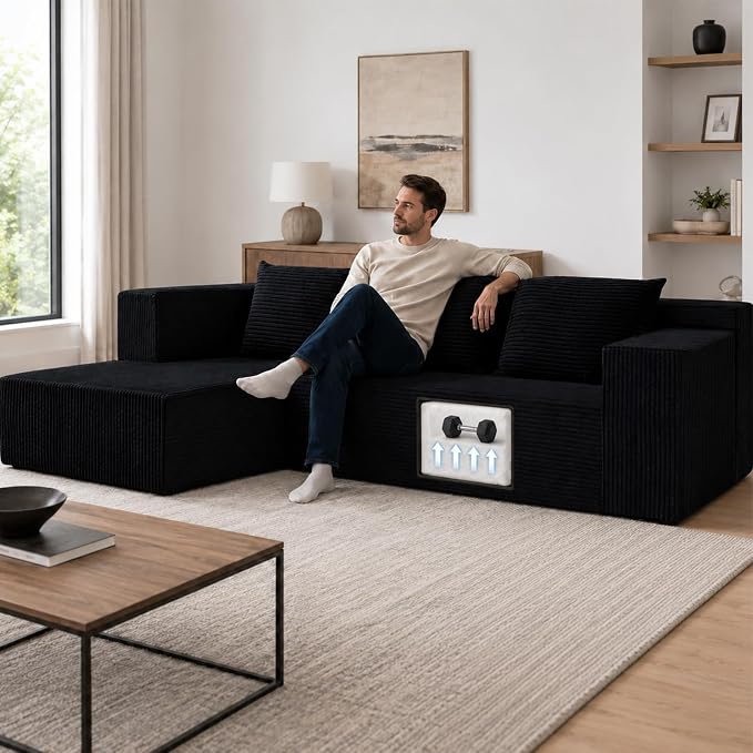 Nigoone 103" Sectional Couch for Living Room, Modular L Shaped Black Couches by NIGOONE