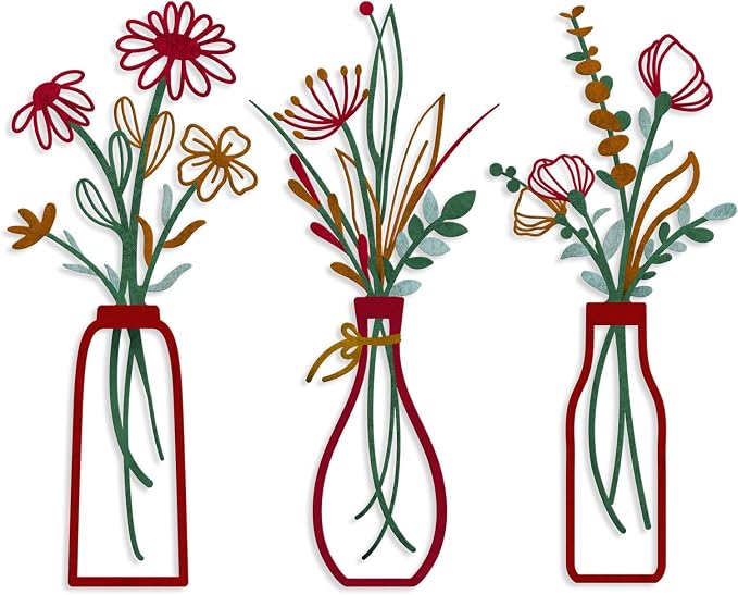 Pigort 3 Pieces Metal Vase Flowers Wall Arts by Artisinfiniteloveiseternaljustlikepi