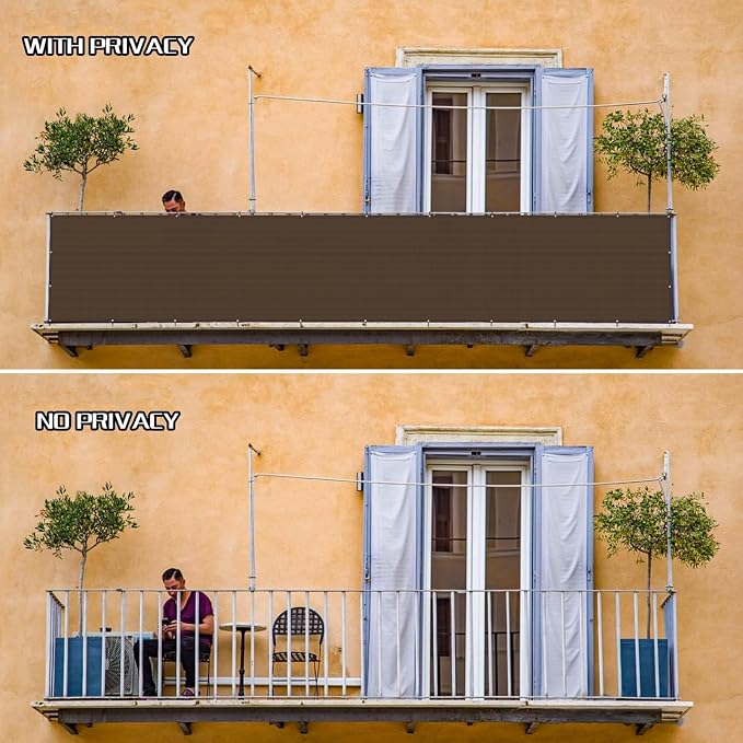 Custom Size 2.5'x3' Brown Balcony Privacy Screen 90% UV Block | Windscreen - Image 5