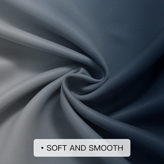 COSVIYA Grommet Room Darkening Ombre Navy Blue Curtains W52xL63 inch | Navy and - Image 5