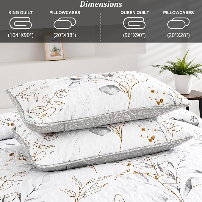Anibedding Botanical Quilt Set King, Botanical Coverlet Set - Image 6