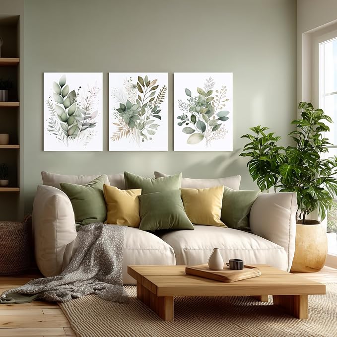 LLEEMPI Framed Sage Green Botanical Wall Art Set of 3, 16x24 Inch Prints | - Image 5