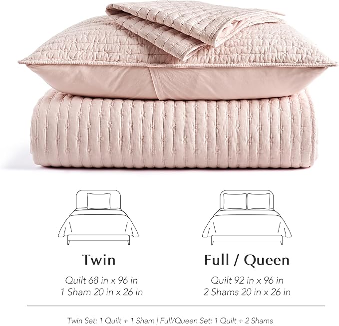 100% Cotton Cross Stitch 3-Piece Quilt Set, Ballet Pink | 100% Cotton, Elegant - Image 8