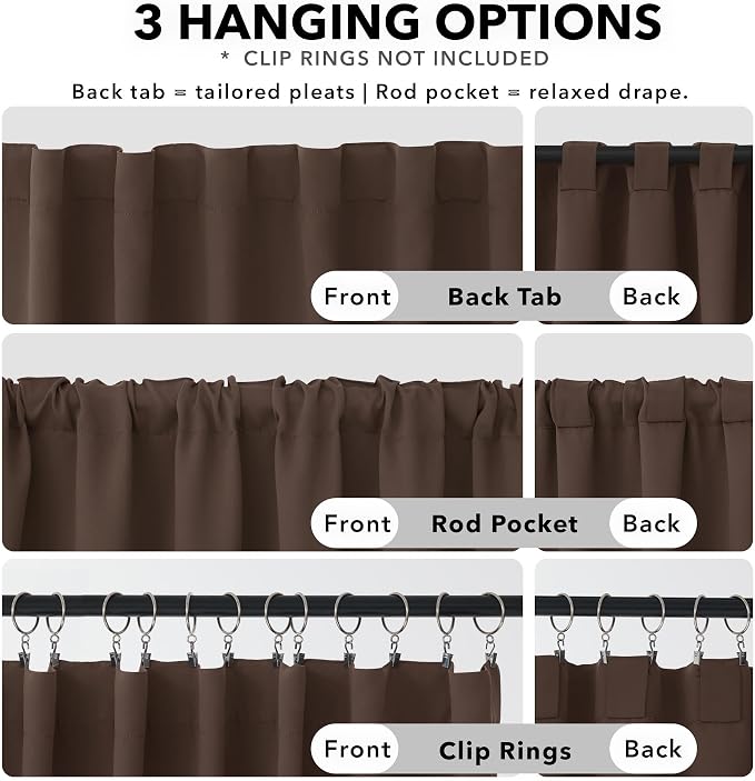 Deconovo Blackout Curtains for Bedroom, Living Room Curtains 54 Inches Long | - Image 2