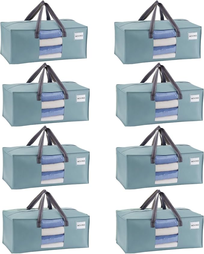 VENO Heavy Duty Moving Bags, Storage Bags, Light Blue, 8 Pack | Packing Supplies by Veno