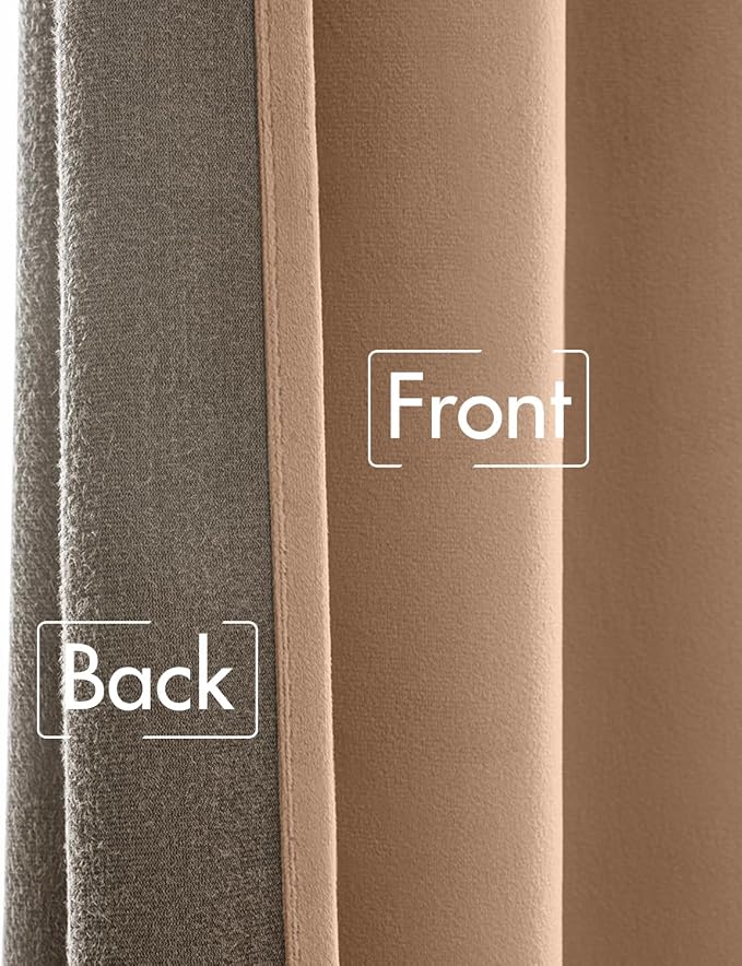 MIULEE Blush Beige Velvet Pinch Pleat Blackout Curtains W52 X L84 Inches | 2 - Image 7