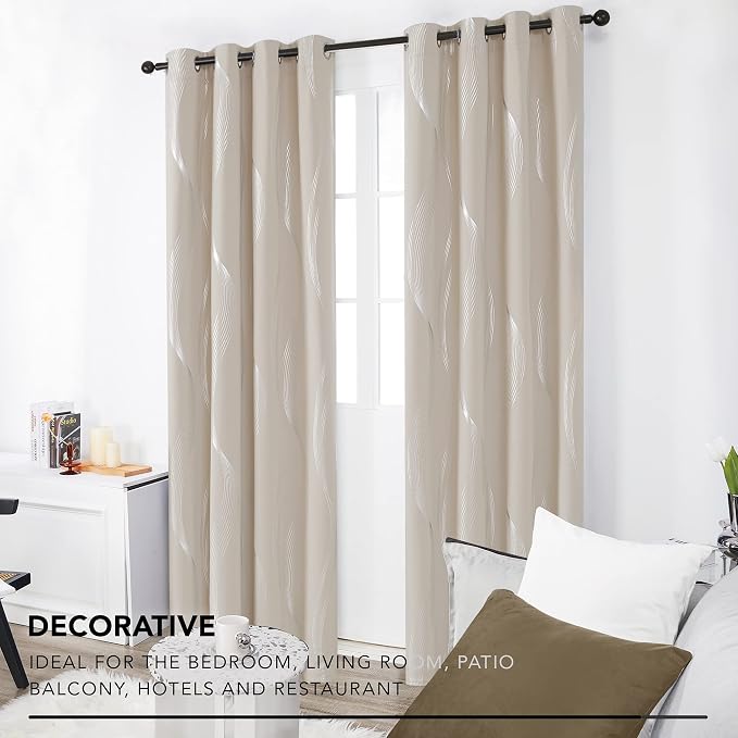 Deconovo Curtains for Living Room, Pattern Blackout Curtains 90 Inches Long | - Image 5