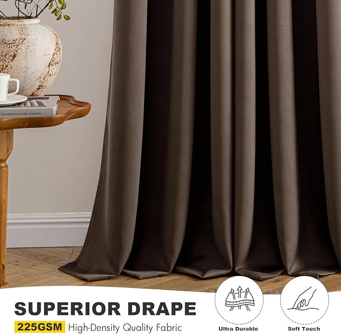 MIULEE Blackout Curtains for Bedroom 2 Panels 40"x54" Long Chocolate Brown | - Image 5