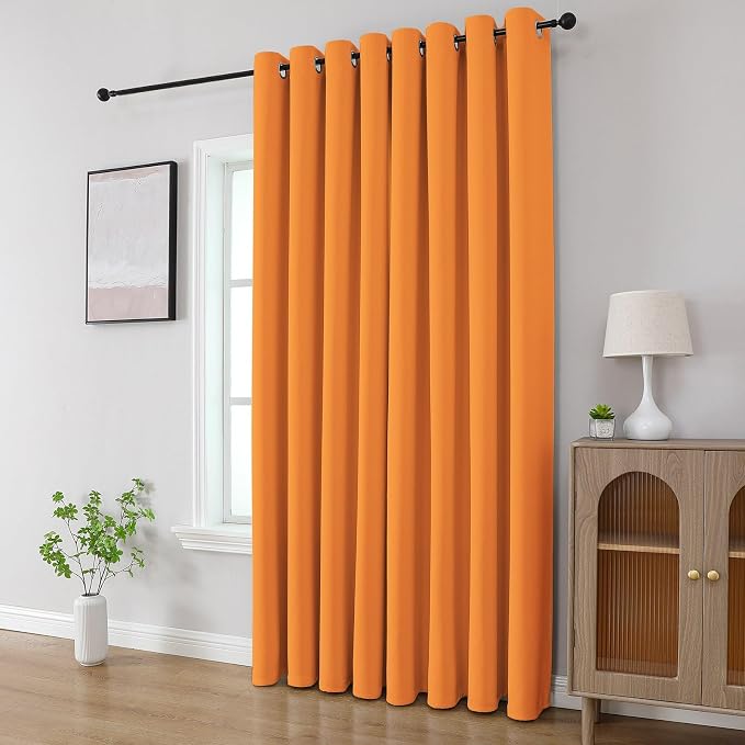 CUCRAF Orange Blackout Curtains 96 inch Length 2 Panels Set, Room Darkening - Image 8