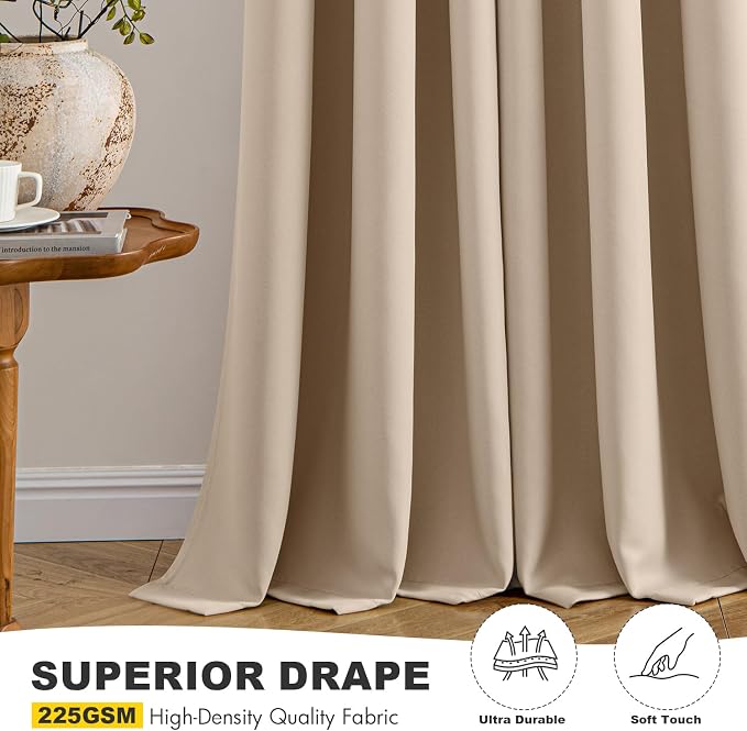 MIULEE Blackout Curtains for Bedroom 2 Panels 40 x 54 Inch Long Beige | Thermal - Image 5