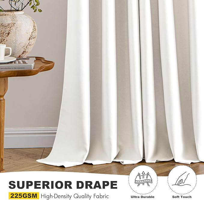 MIULEE Blackout Curtains for Bedroom 2 Panels 34 x 45 Inch Long Ivory | Thermal - Image 5