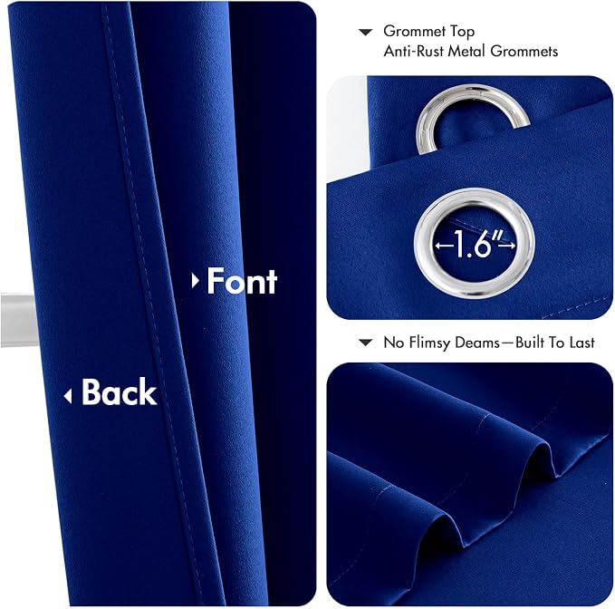 MIULEE Blackout Curtains for Bedroom 2 Panels 40 x 84 Inch Long Royal Blue | - Image 4
