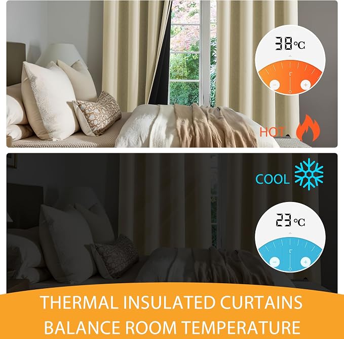 RYB HOME 100% Blackout Curtains 63 inches Length, Thermal Insulated | Thermal - Image 5