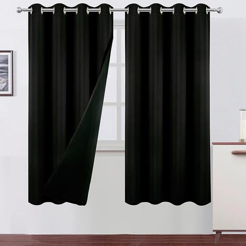 100% Blackout Curtains 52 x 72 Inch/Black Curtains 2 Panels by Lemomo