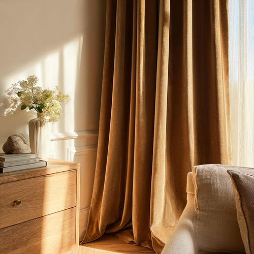 102 Inch Long Brown Velvet Curtains - Image 2