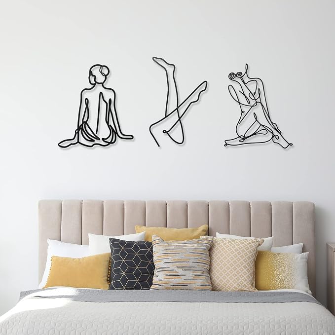 Photect 3 Pcs Metal Wall Art Decor Minimalist Abstract Woman Wall Art Metal - Image 7
