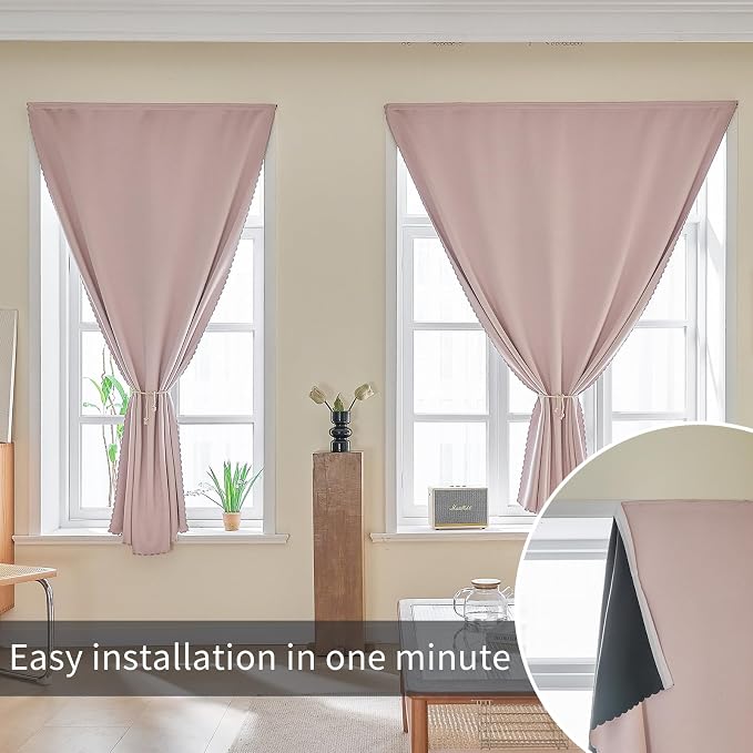 AJAZZ 100% Window Blinds Blackout Portable Blackout Curtains Adhesive Curtains - Image 5