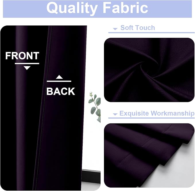 Simplebrand Ava BlackBerry Short 36 Inches Blackout Curtain 2 Panels Set - Image 3