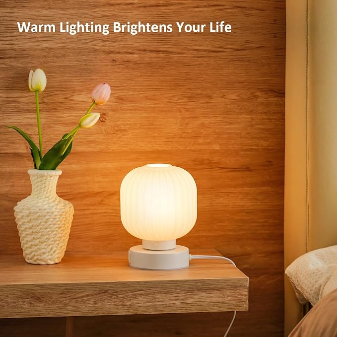 Elenhome Touch Bedside Glass Table Lamp Set of 2 - Image 4