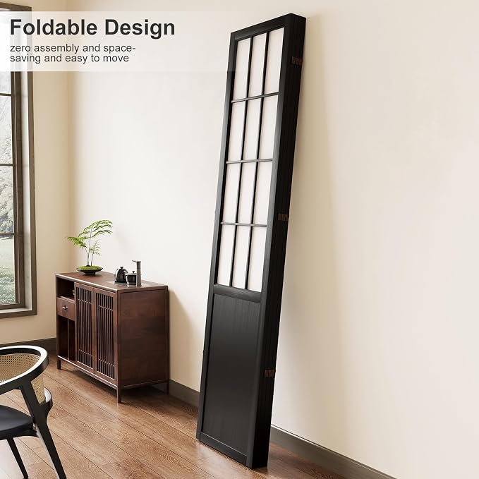 Room Divider, 66.9Inch Tall Japanese Shoji Style Folding Wood Screen - Image 5