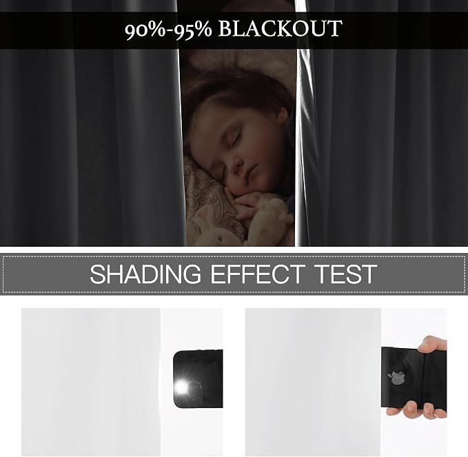 RYB HOME White Velvet Curtains 108 inch, 2 Layers Room Darkening Window Curtains - Image 3