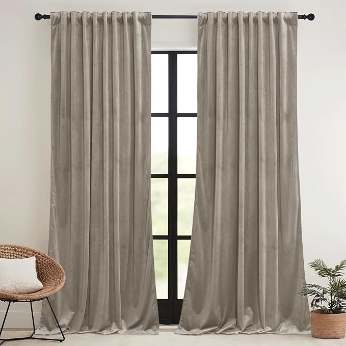 RYB HOME Velvet Curtains 108 inches Long, Extra Long High Ceiling Curtains | - Image 2