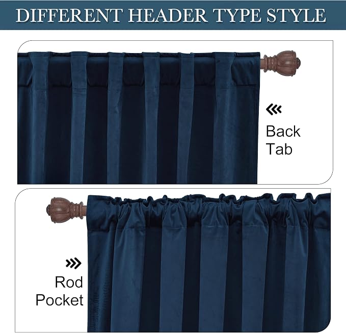 RYB HOME Velvet Curtains 96 inches Long - Image 3