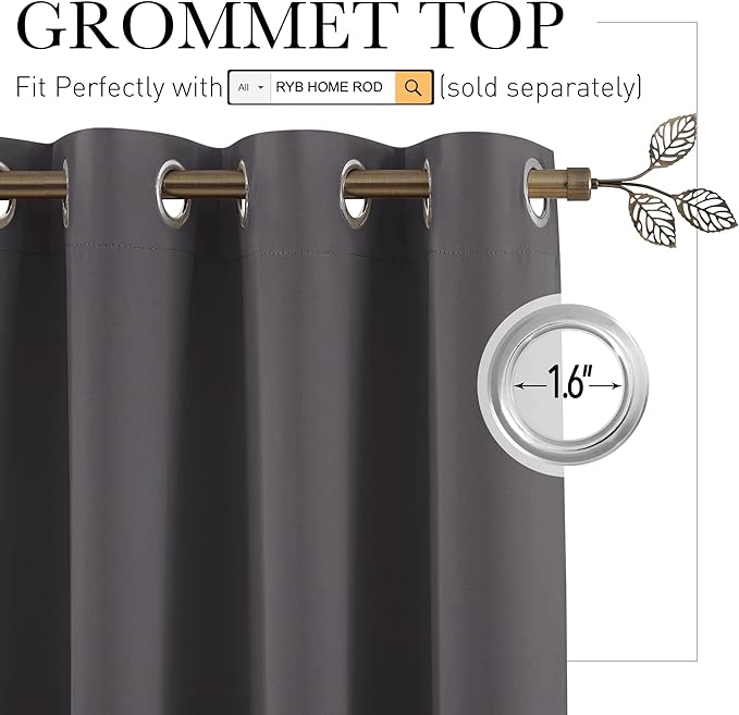 RYB HOME Privacy Curtain for Sliding Glass Door Locker Room Basement Closet | - Image 2